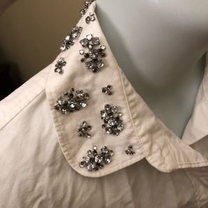 J. Crew Rhinestone Collar Button Up